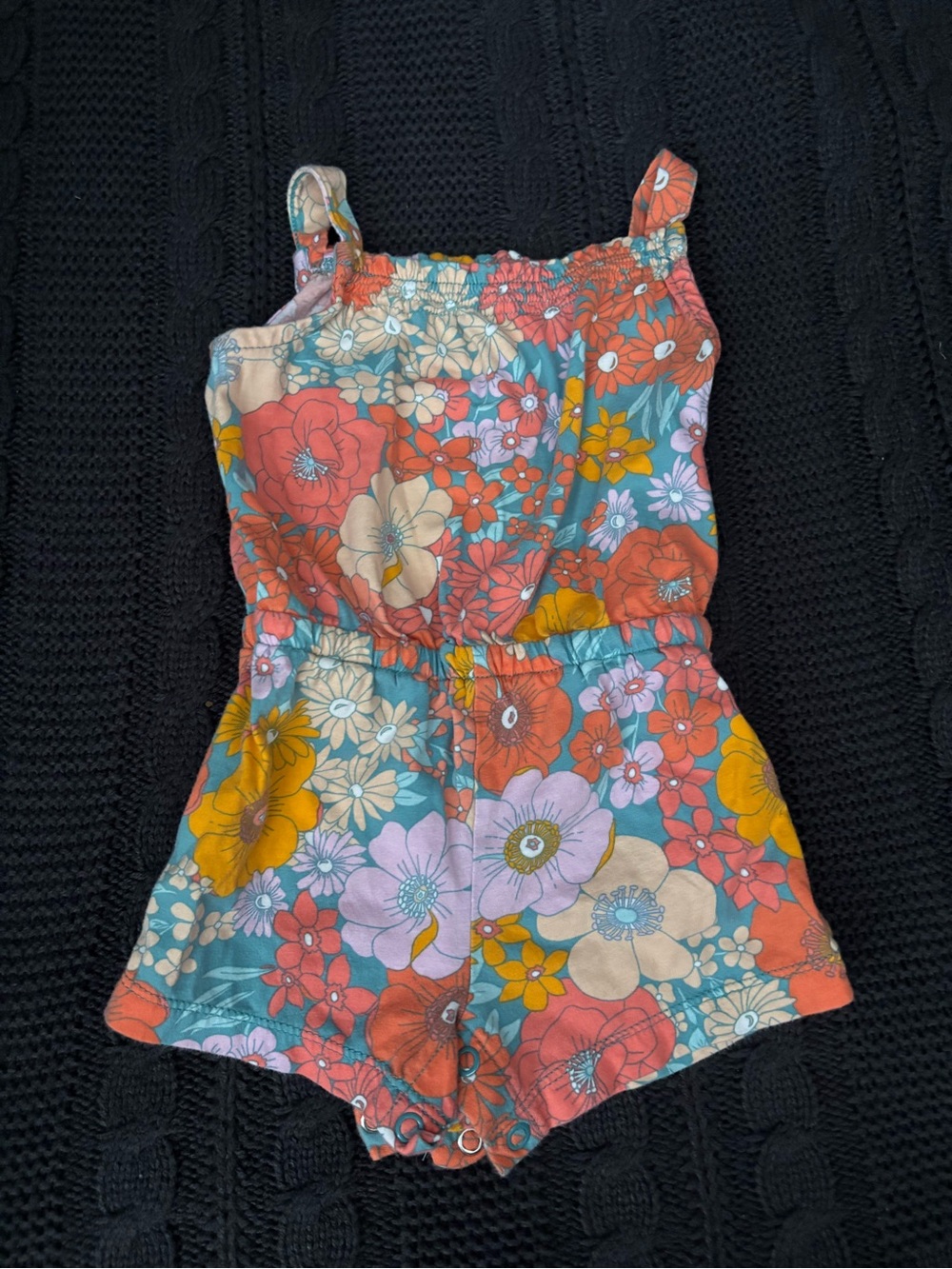 Carter's Floral Sleeveless Romper in Coral, Teal & Yellow